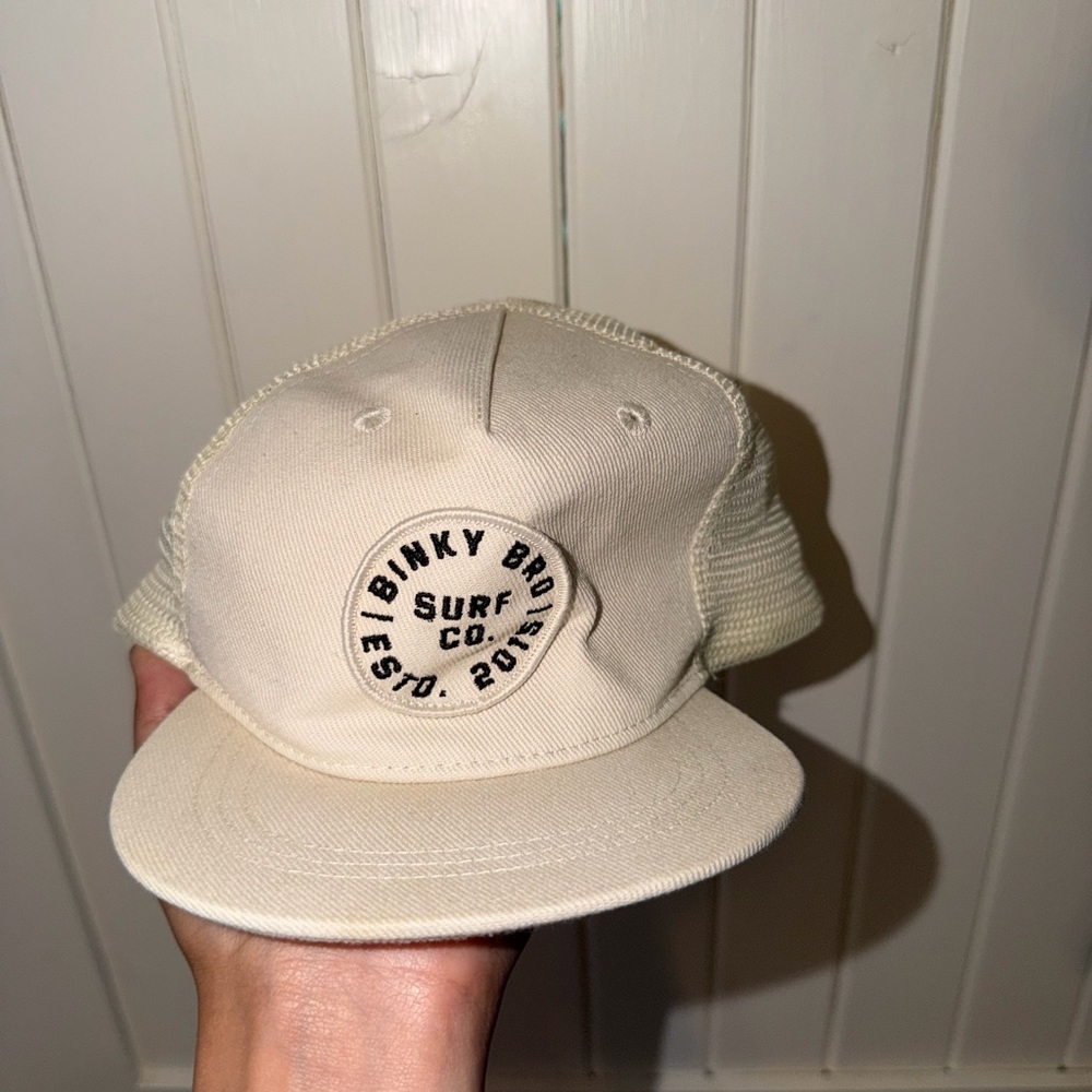 Binky Bro Surf Co. Cream Mesh Back Trucker Hat Toddler